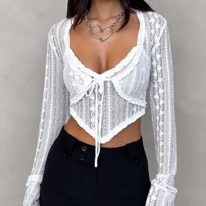 Tiger Mist White Lace Long Sleeve Top and Tank Top